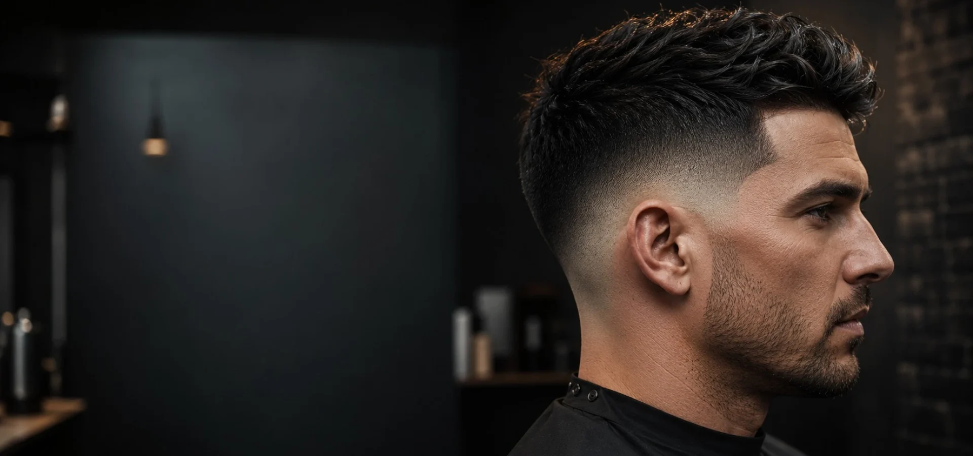 Close up technical demonstration of a precise mid skin fade haircut transition at Straight 8 Barbershop